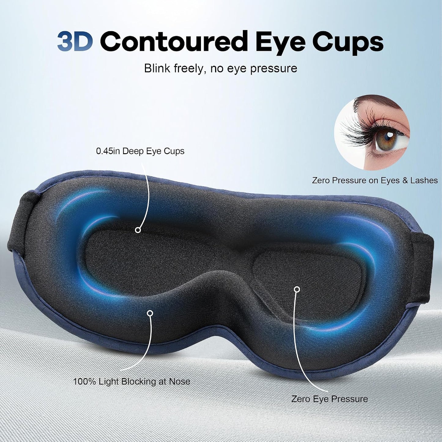 Blackout Weighted Eye Mask for Sleeping, 3D Contoured Sleep Mask for Men | Gentle-Pressure, Deep Cups, Zero Eye Pressure, Airplane Travel & Night Shift Essentials, Breathable Blindfold, Black