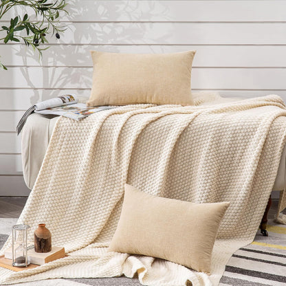 GAWAMAY Lumbar Support Pillow Decorative Rectangle Throw Pillow Covers 12"x20" Inch Set of 2, Soft Chenille Fall Pillowcase for Living Room Bedroom Sofa Couch Cushion Cover Grey 30x50cm (No Insert)