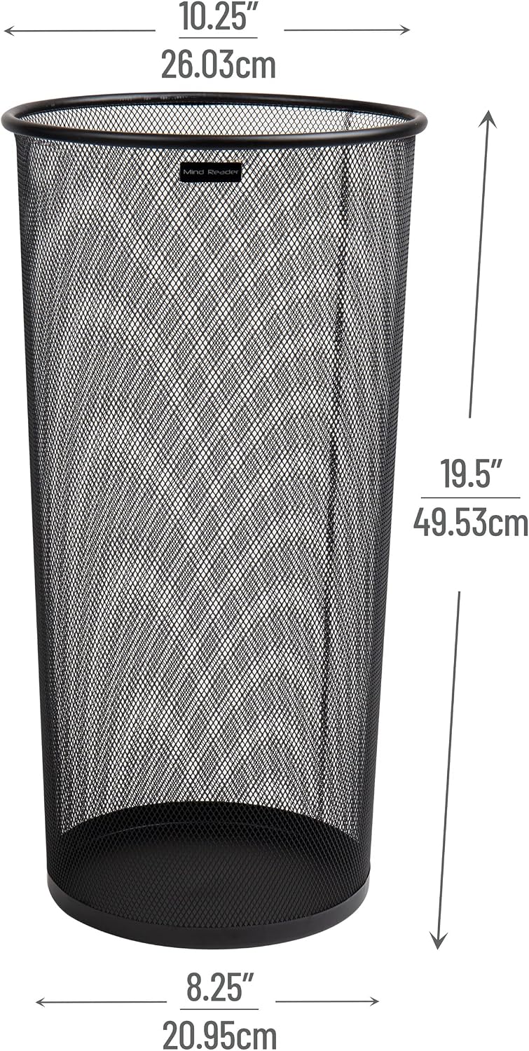 Mind Reader Umbrella Stand, Multi-Purpose Mesh Storage Stand, Organizer for Office and Entryway, Metal Mesh, Black