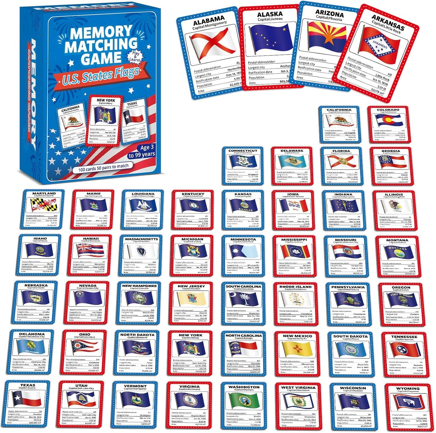 gisgfim 100 PCS Memory Matching Game Famous Paintings Concentration Memory Card for Adults Learning Educational Game A Fun & Fast Artworks Theme Matching Games