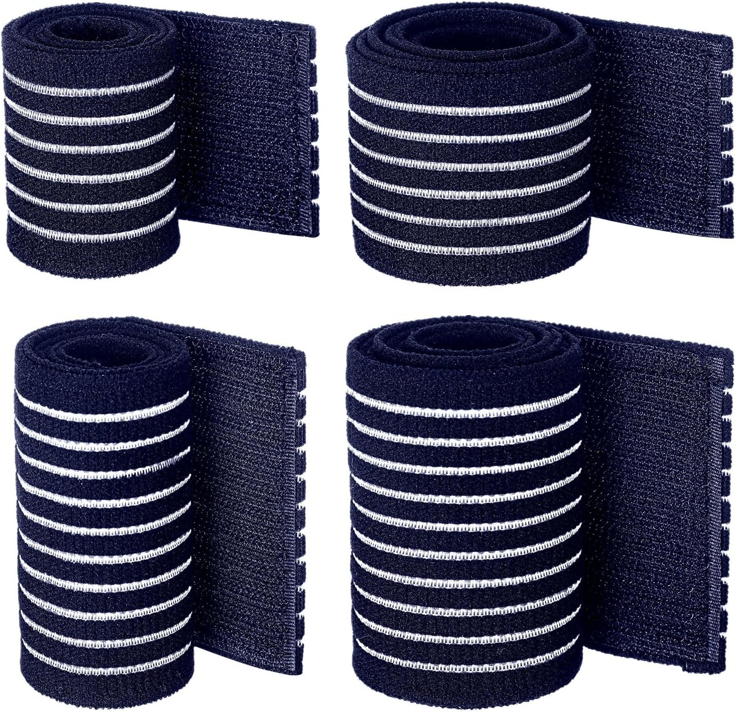 Geiserailie Ice Pack Strap Stretchable, 4 Size Elastic Reusable Ice Belt Extender, Adjustable Hook and Loop Extension Straps Add Length to Most Hot Cold Therapy (4 Pcs,Blue)