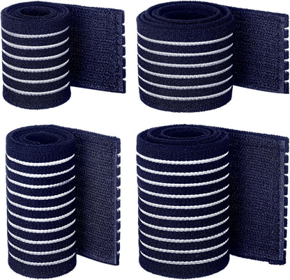 Geiserailie Ice Pack Strap Stretchable, 4 Size Elastic Reusable Ice Belt Extender, Adjustable Hook and Loop Extension Straps Add Length to Most Hot Cold Therapy (4 Pcs,Blue)