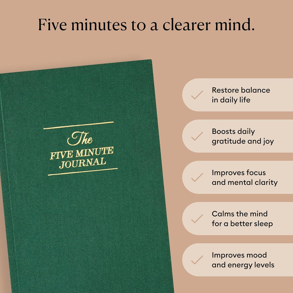 Intelligent Change The Five Minute Journal - Original Daily Gratitude Journal for Women & Men - Mindfulness, Happiness & Daily Reflection - Undated Planner - Affirmation Journal - Gifts for Women
