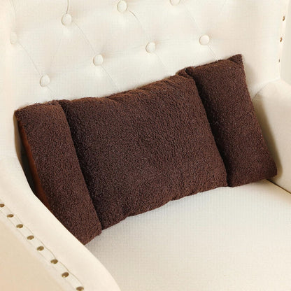 Queekay Fleece Lumbar Support Pillow 3 Section for Office Chair, Black