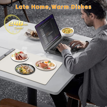 Electric Food Warming Mat 24"x16", Warming Tray with 6 Level Adjustable Temperature, Heating Fastly in 10s, Timed Function & Kids Lock, Portable Roll-Up Mat for Family Gatherings, Buffets and Parties