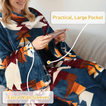 Catalonia Wearable Blanket with Sleeves & Foot Pocket for Adults | Soft Fleece Throw Wrap with Hands-Free Comfort, Perfect for Reading, TV Time & Relaxing, Christmas Gift for Women & Men
