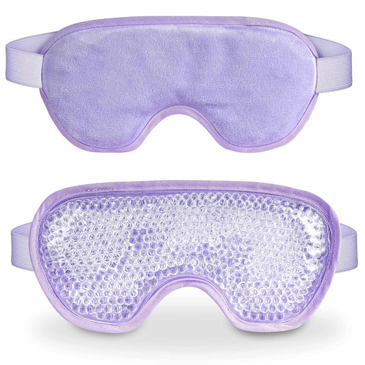 Cooling Eye Mask with Gel Beads, Reusable Cold Eye Mask for Puffy Eyes, Dark Circles, Sleep, Relaxation, Soft Cooling Eye Pads for Men Women（Purple）
