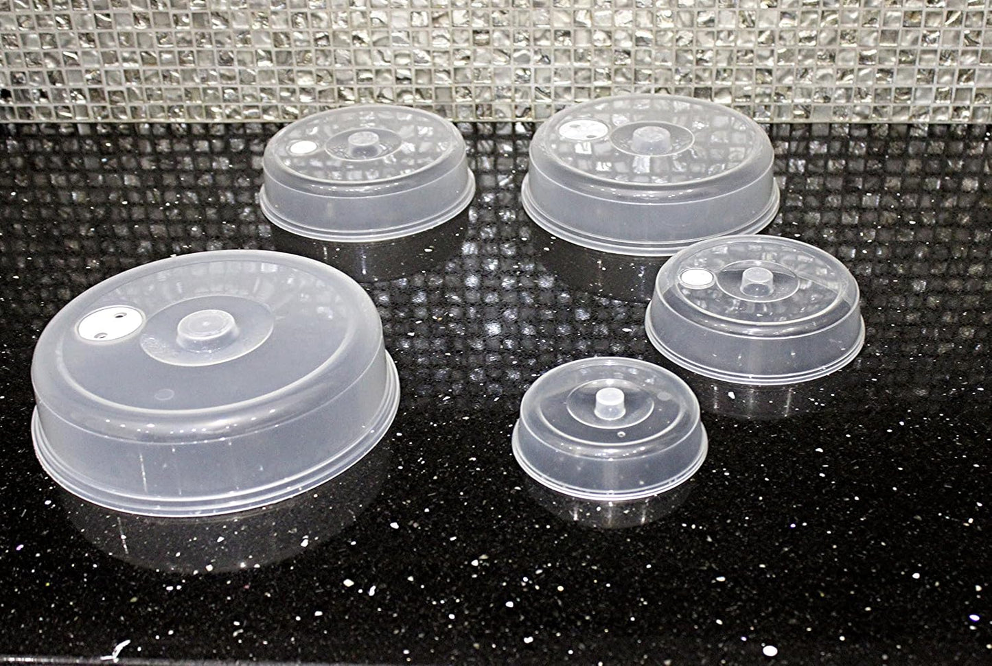 5 Piece Ventilated Microwave Covers Adjustable Steam Vents Assorted Sizes BPA Free Mixed Sizes For Large & Small Food Plates Bowls