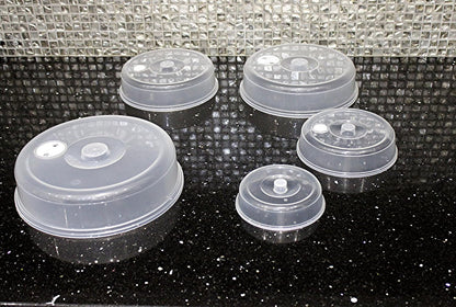 5 Piece Ventilated Microwave Covers Adjustable Steam Vents Assorted Sizes BPA Free Mixed Sizes For Large & Small Food Plates Bowls