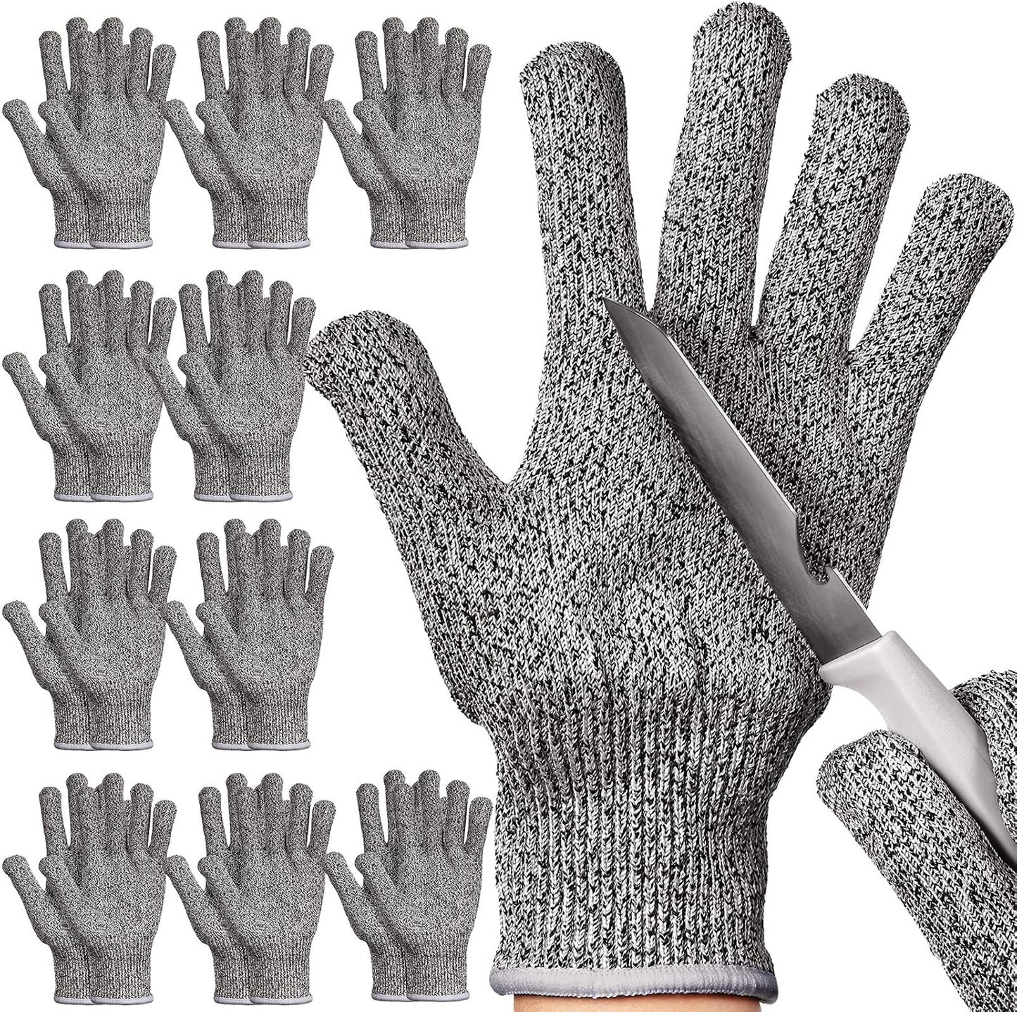 Chuarry 10 Pairs Cut Resistant Gloves Cutting Proof Gloves Level 5 Protection Kitchen Cuts Glove for Shucking Fish