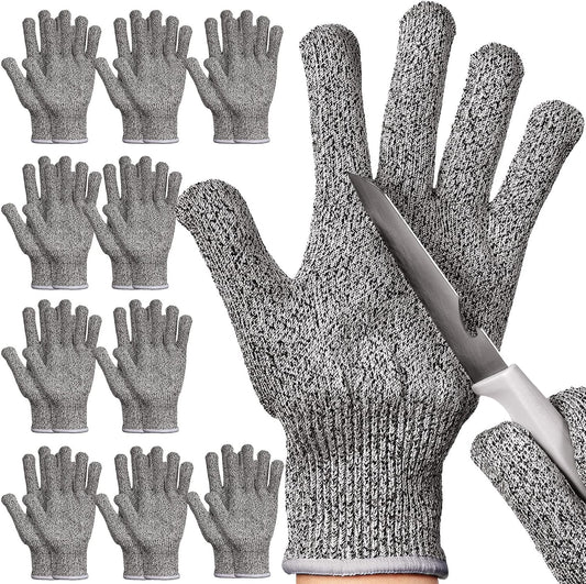 Chuarry 10 Pairs Cut Resistant Gloves Cutting Proof Gloves Level 5 Protection Kitchen Cuts Glove for Shucking Fish