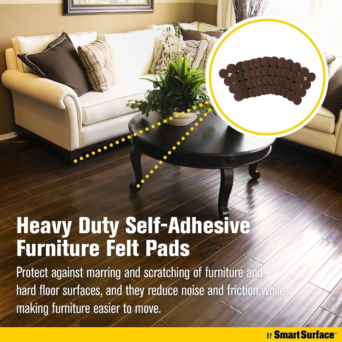 8727 Heavy Duty Self Adhesive Furniture Felt Pads 1-Inch Round Oatmeal 160-Piece Value Pack in Resealable Bag