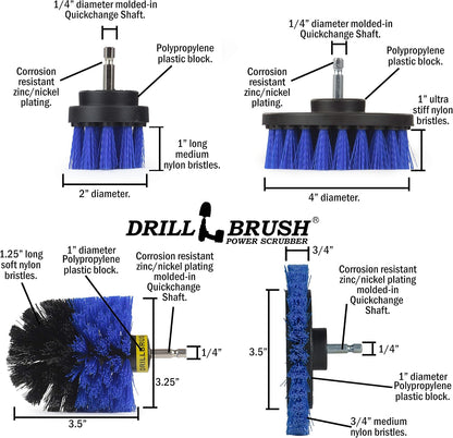 Yellow Drill Brush Attachments for Cleaning Shower, Grout Lines, Bathroom | Grout Cleaner Drillbrush Kit - Rotary Scrub Brush Tile Cleaner Drill Attachment for Crevices - Bathroom Tile Scrubber Set