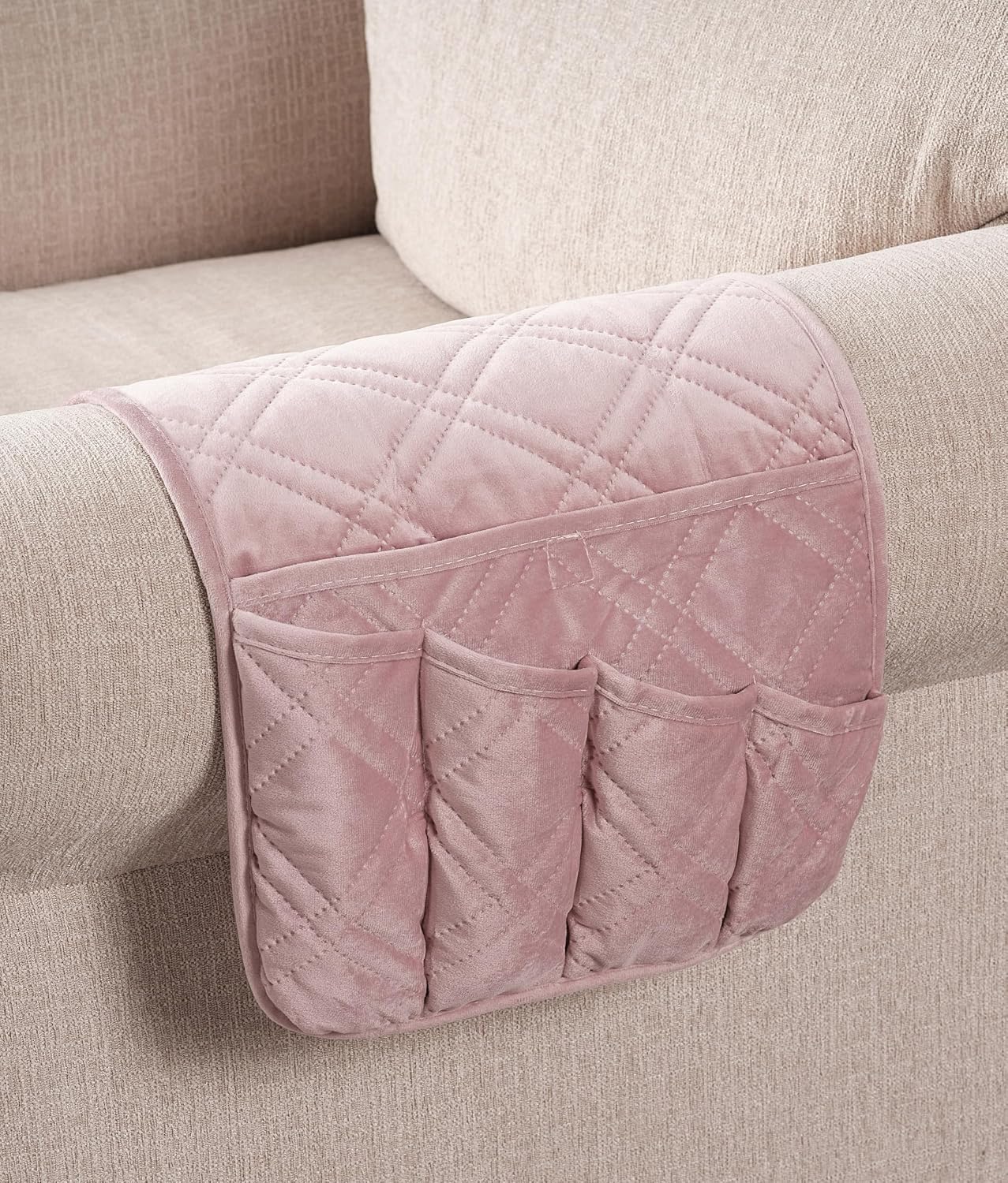 Brilliant Sunshine Burgundy Toile Floral Couch Armrest Cover, 35"×13" | Washable Magazine Holder, Armrest Organizer & Caddy on Sofa, Recliner, Armchair, Storage for Remote Controls, Phone, iPad
