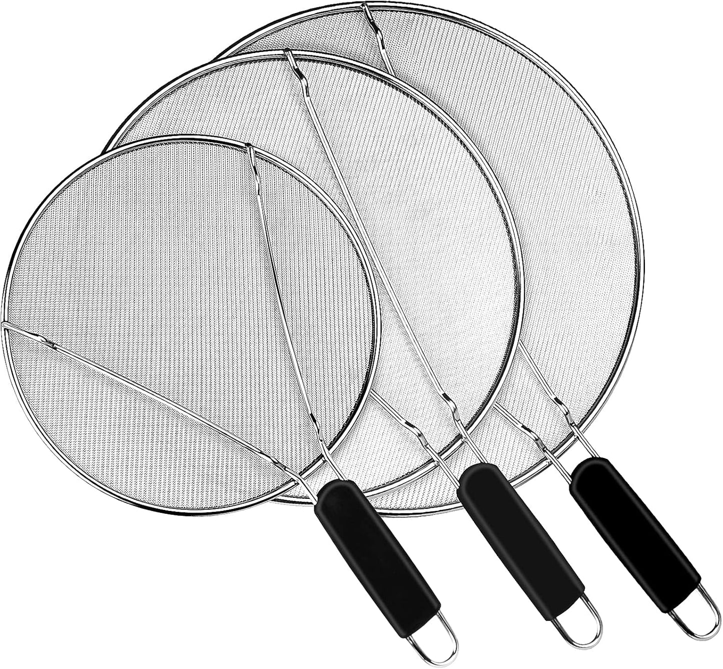 Nonley Splatter Screen for Frying Pan - 9.8"" 11.4"" 13"" Grease Splatter Guard Hot Oil Splatter Guard, Stainless Steel Fine Mesh Splash Guard with Resting Feet for Cooking to Prevent Oil Splatter