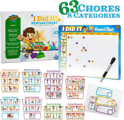 Behavior Reward Chart System - Pad with 26 Chore Charts for Kids, 2800 Stickers to Motivate Responsibility & Good Habits