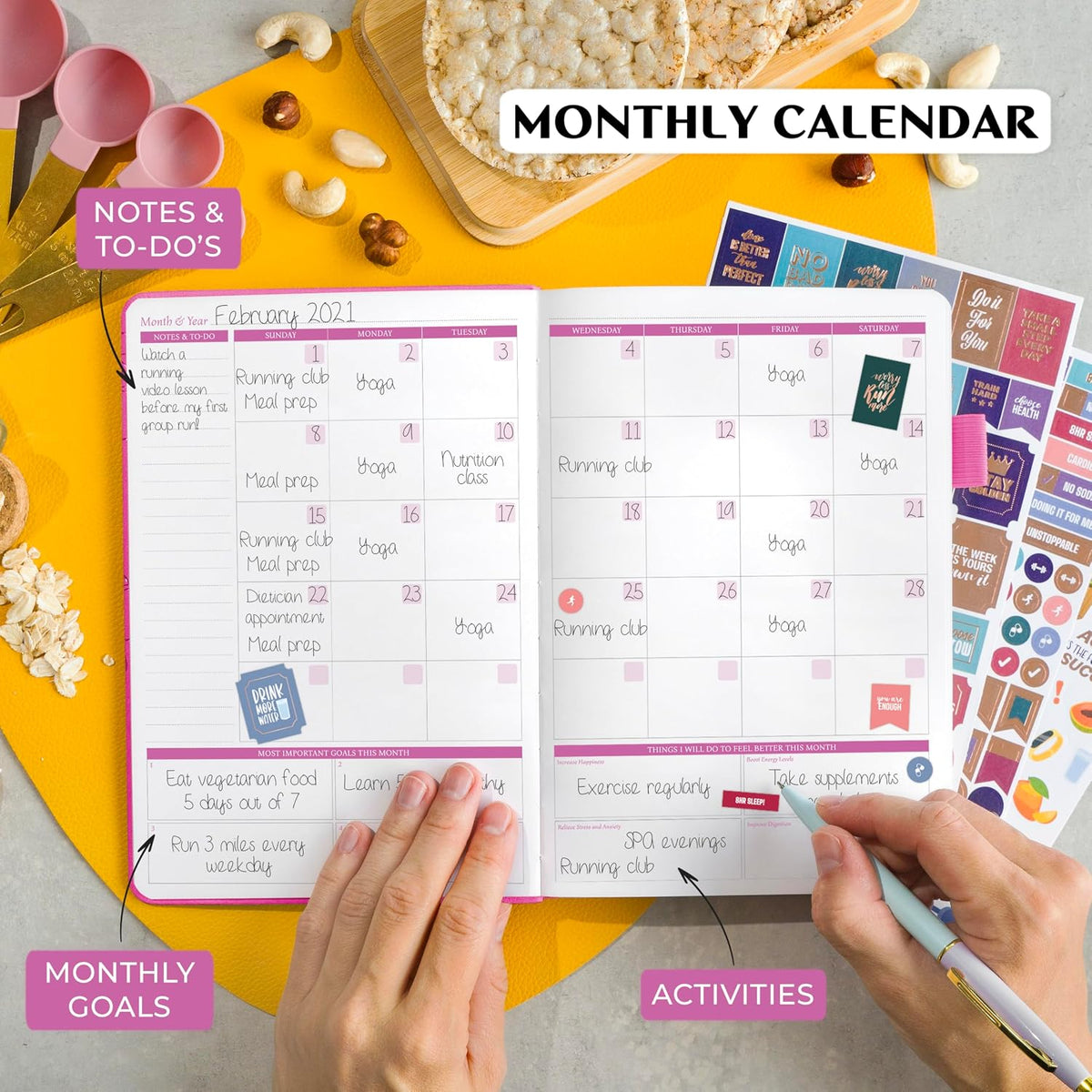 Legend Food Journal, Weight Loss & Meal Tracking Diary 5.8x8.3 Hot Pink
