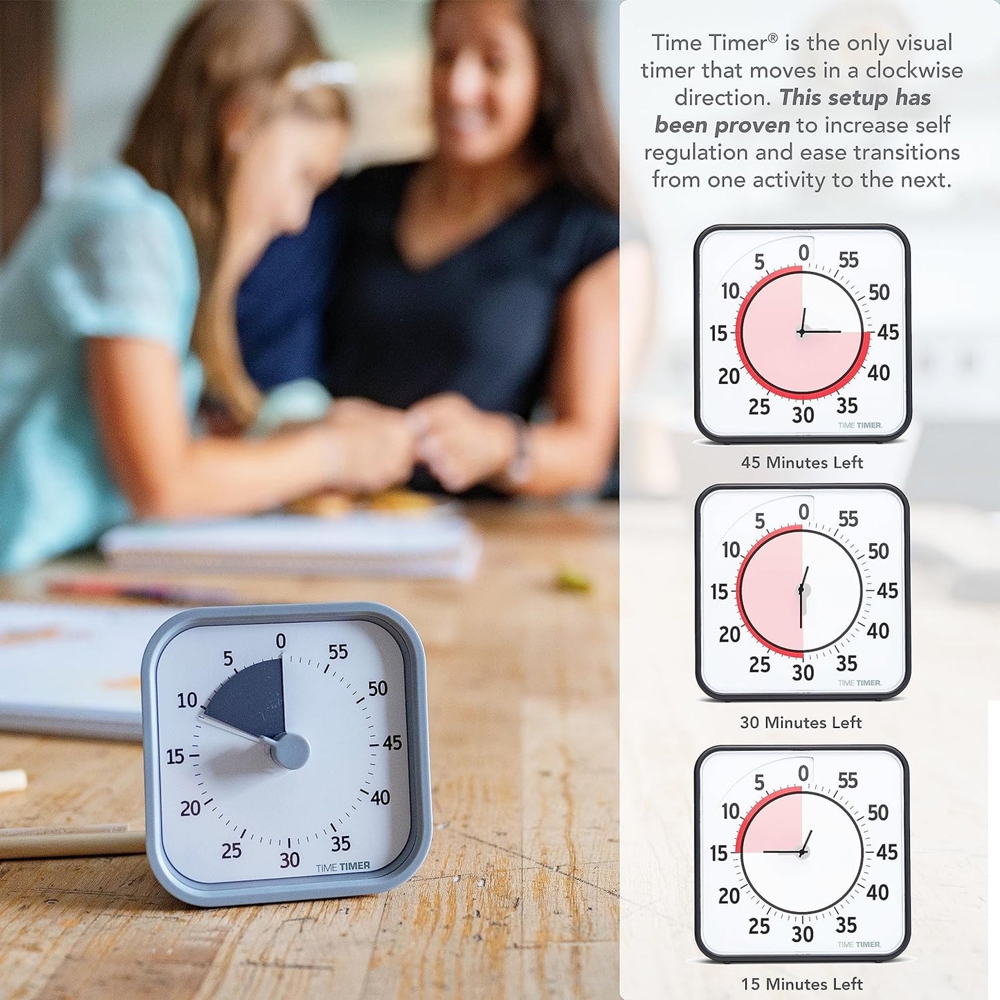 TIME TIMER Home MOD – 60-Minute Visual Timer Home Edition, Silent Operation Study Tool for Kids Desk, Homeschool Supplies, Office & Meetings (Fern Green)