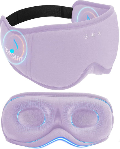 Sleep Mask with Headphones Bluetooth 5.4, TOPOINT 3D Eye Mask Blackout with Soft Bamboo Cotton for Side Sleepers Women Men, Sleep Headphones Earphones HD Speaker Microphone for Travel Meditation Gift