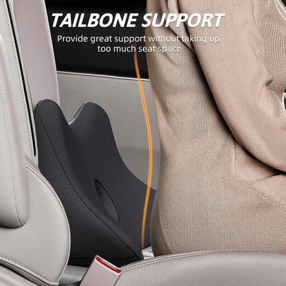 Benazcap Large Memory Foam Seat Cushion Lumbar Support Pillow for Sciatica & Tailbone Pressure Relief Coccyx Pad for Office Chair, Wheelchair, Car, Home, Office