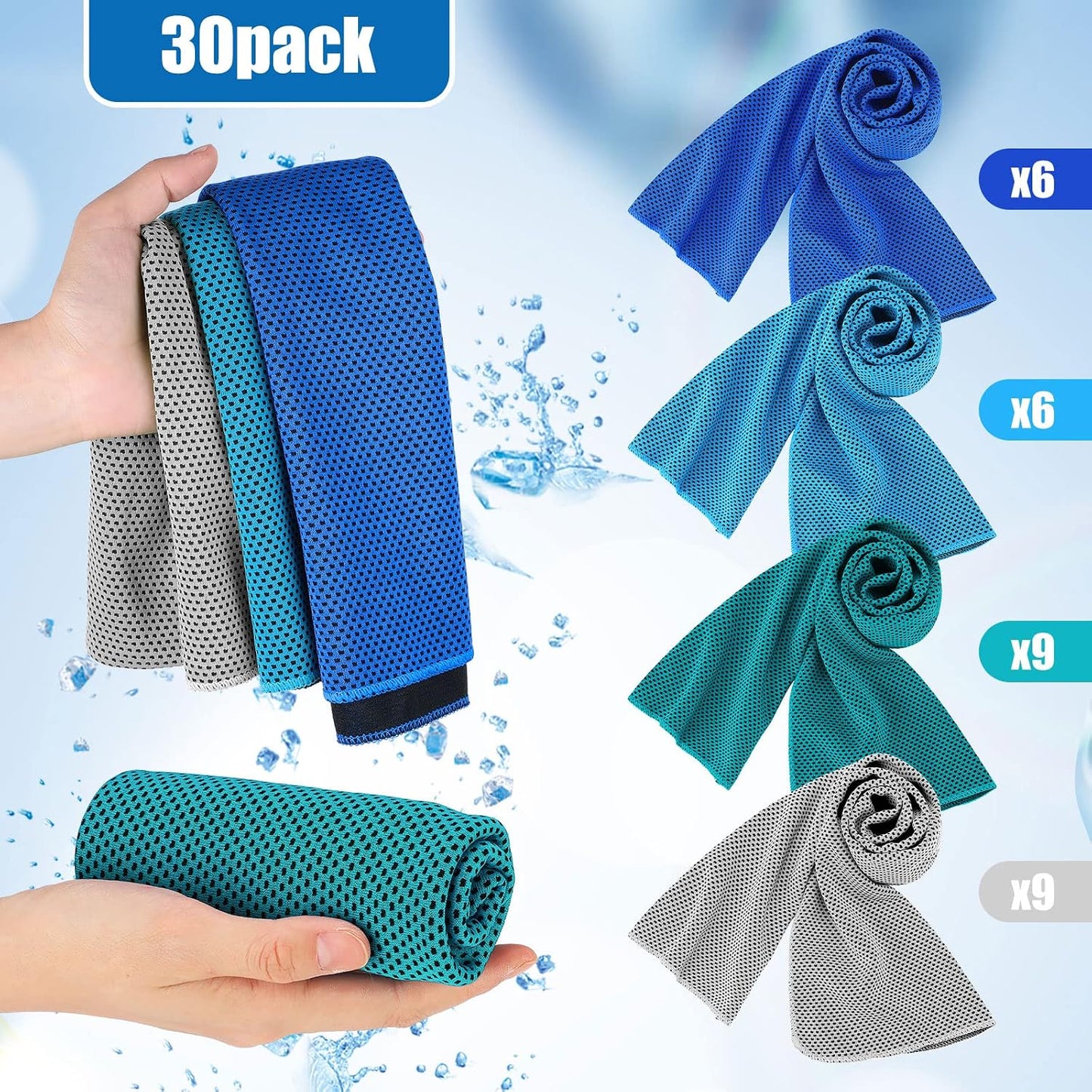 BBTO Cooling Towel Microfiber Ice Cool Cold Sport Face and Neck Soft Breathable Chilly Sweat Towel for Yoga Gym Workout Hot Weather Camping Running, 32 x 12 Inches