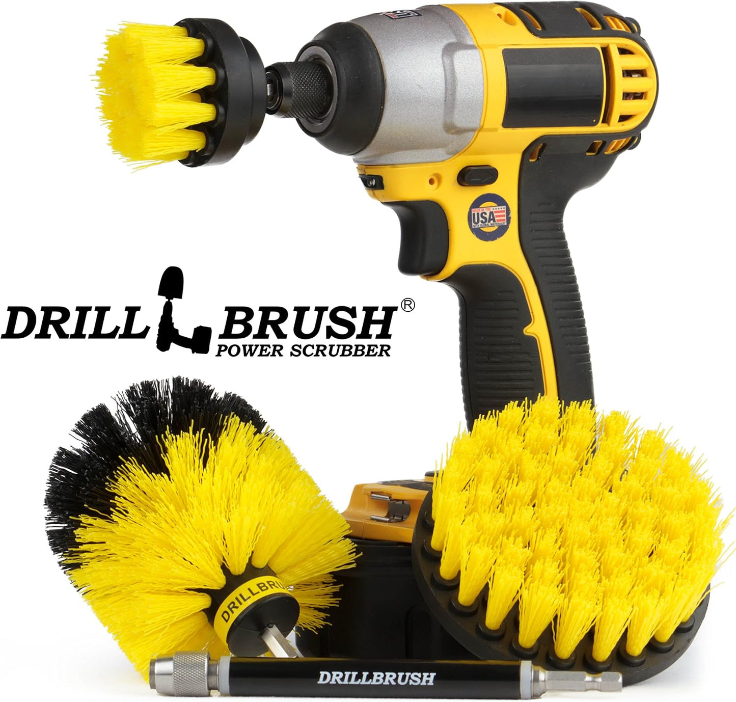 Drillbrush Shower Scrubber Drill Attachment - Car Detailing Tools - | Dishwasher Safe Drill Brush Scrubber For Cleaning Tubs, Sinks, Tile, Grout, Flooring, Carpet, Leather, Seats, Boats,
