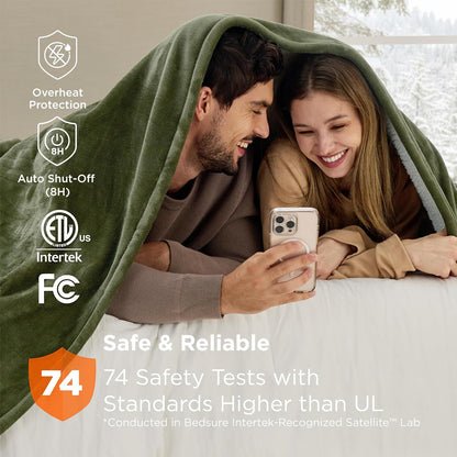 Bedsure Heated Blanket Throw Blanket with Preheat Function - Fast Heating Electric Blanket, Soft Flannel Throw with 6 Time Settings(Up to 10H), 6 Heating Settings, Gifts for Grandma (50"x60", Grey)