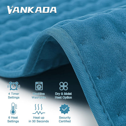 Heating Pad Electric Heat Pad, Hot Heated Pad,Multiple Temp and Timer Settings,Suitable for Shoulders, Neck, arms, Abdomen, Back, Legs, etc. (Gray Green, 24"X12")