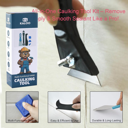 Silicone Caulk Remover Tool Kit, Grout Caulk Removal Tool, Putty Knife Scraper, 3 Glass Glue Corner Scrapers, Great for Kitchen Sinks, Bathroom and Window Frame