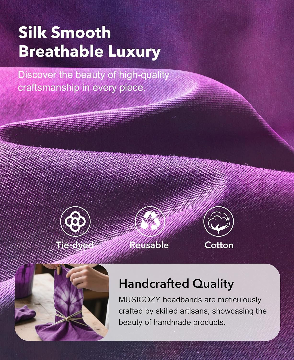MUSICOZY Sleep Headphones Tie-Dye Bluetooth Headband Headphone for Sleeping | Wireless Sport Headbands Earphones Sweat Resistant Earbuds for Workout Running Cool Gadgets Unique Gifts for Women