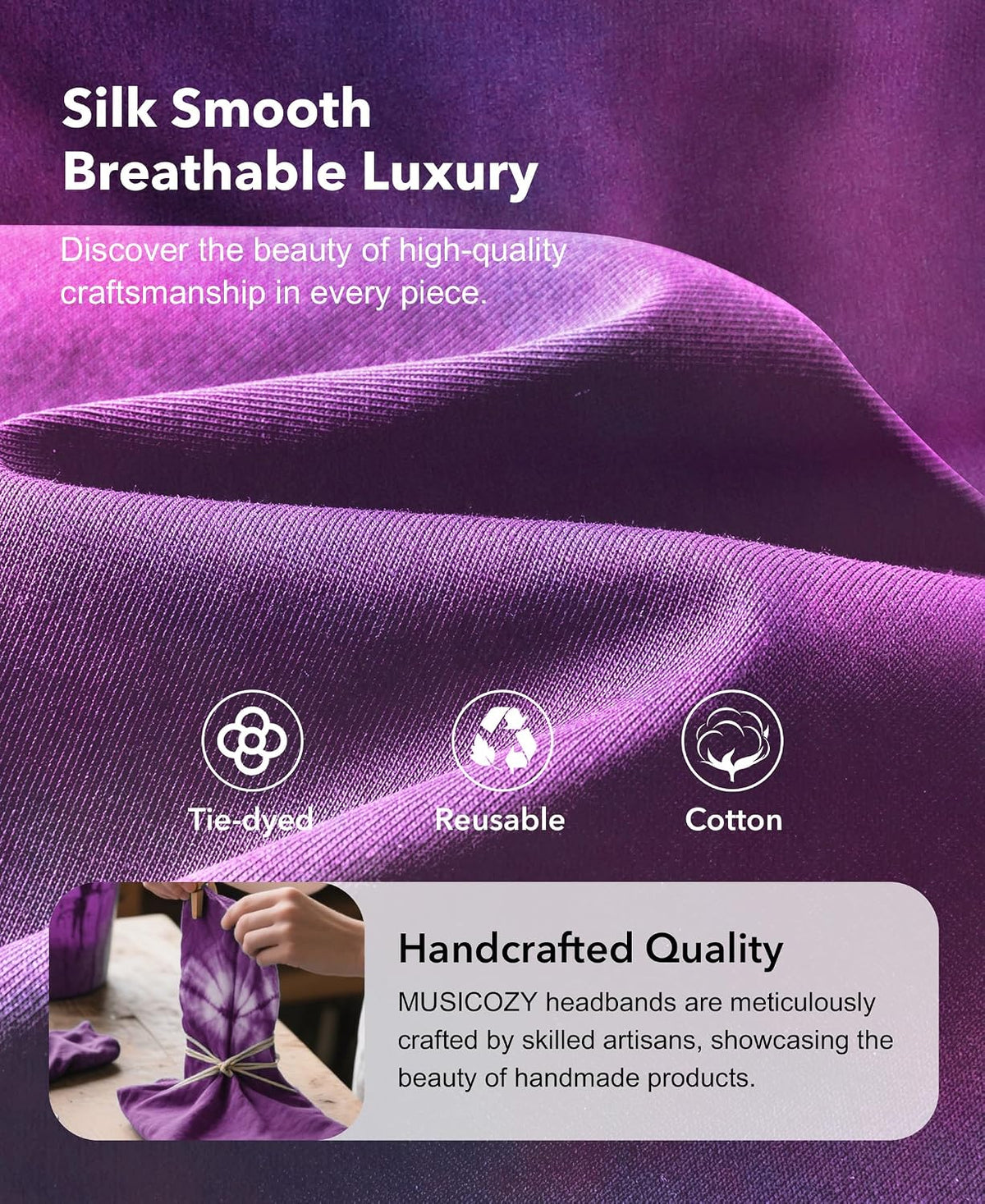 MUSICOZY Sleep Headphones Tie-Dye Bluetooth Headband Headphone for Sleeping