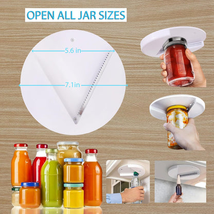 Ferb Jar Opener for Seniors - Under Cabinet Jar Openers for Weak Hands, Easy Grip, Arthritis jar opener, One Handed Gadgets and Bottle Opener - Essential Kitchen Gadgets for Home Assistance - White
