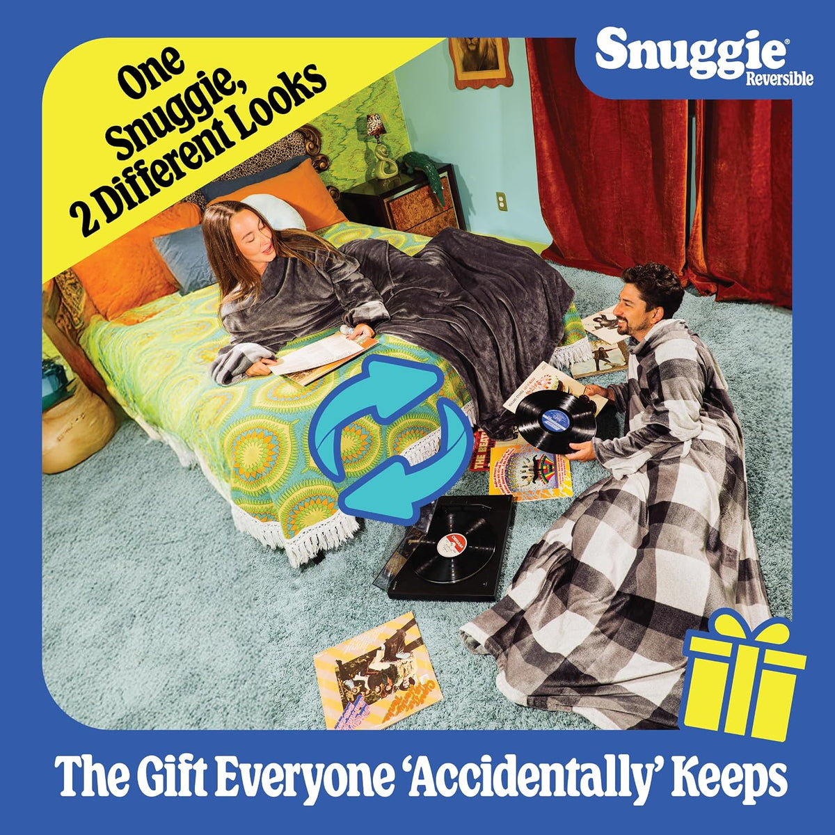 Snuggie The Original Wearable Blanket With Sleeves & Pockets | Cozy Oversized Throw for Adult Men & Women | One Size, 71x54