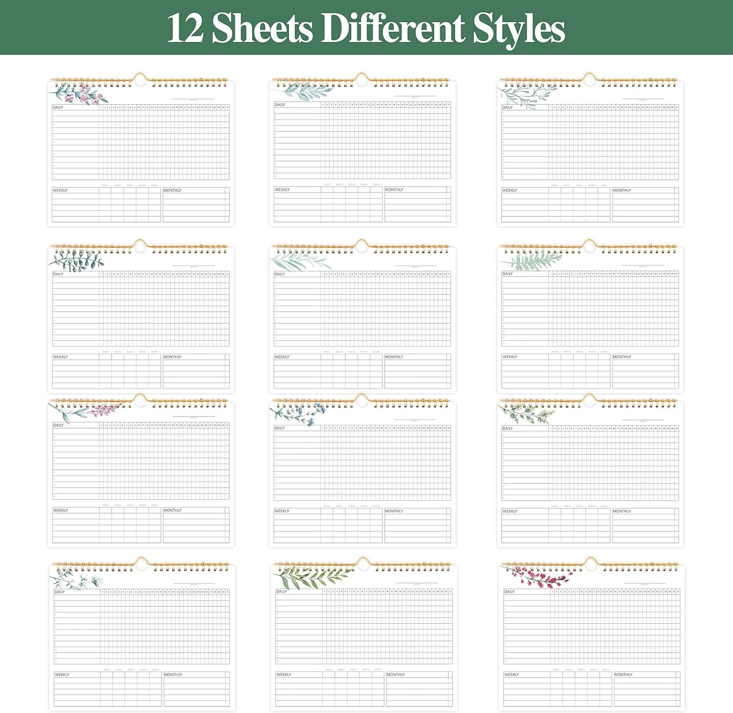 Habit Tracker Calendar- Daily, Weekly & Monthly Habit Tracker Journal | Undated, 12 Months, 7.9"x10", Writable, for Goal Setting, Boost Productivity, Workout Motivation & Self Care Tool