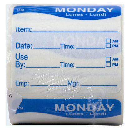 DayMark Day of the Week 2" Square Dissolvable Labels, Monday-Sunday, Label Dispenser Included (1,750 labels)
