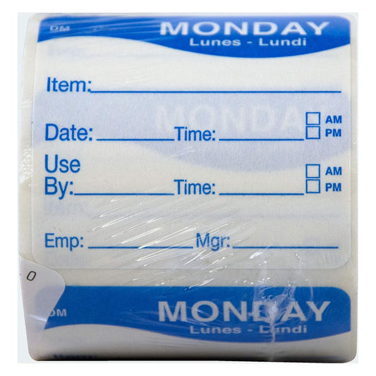 DayMark Day of the Week 2" Square Dissolvable Labels, Monday-Sunday, Label Dispenser Included (1,750 labels)