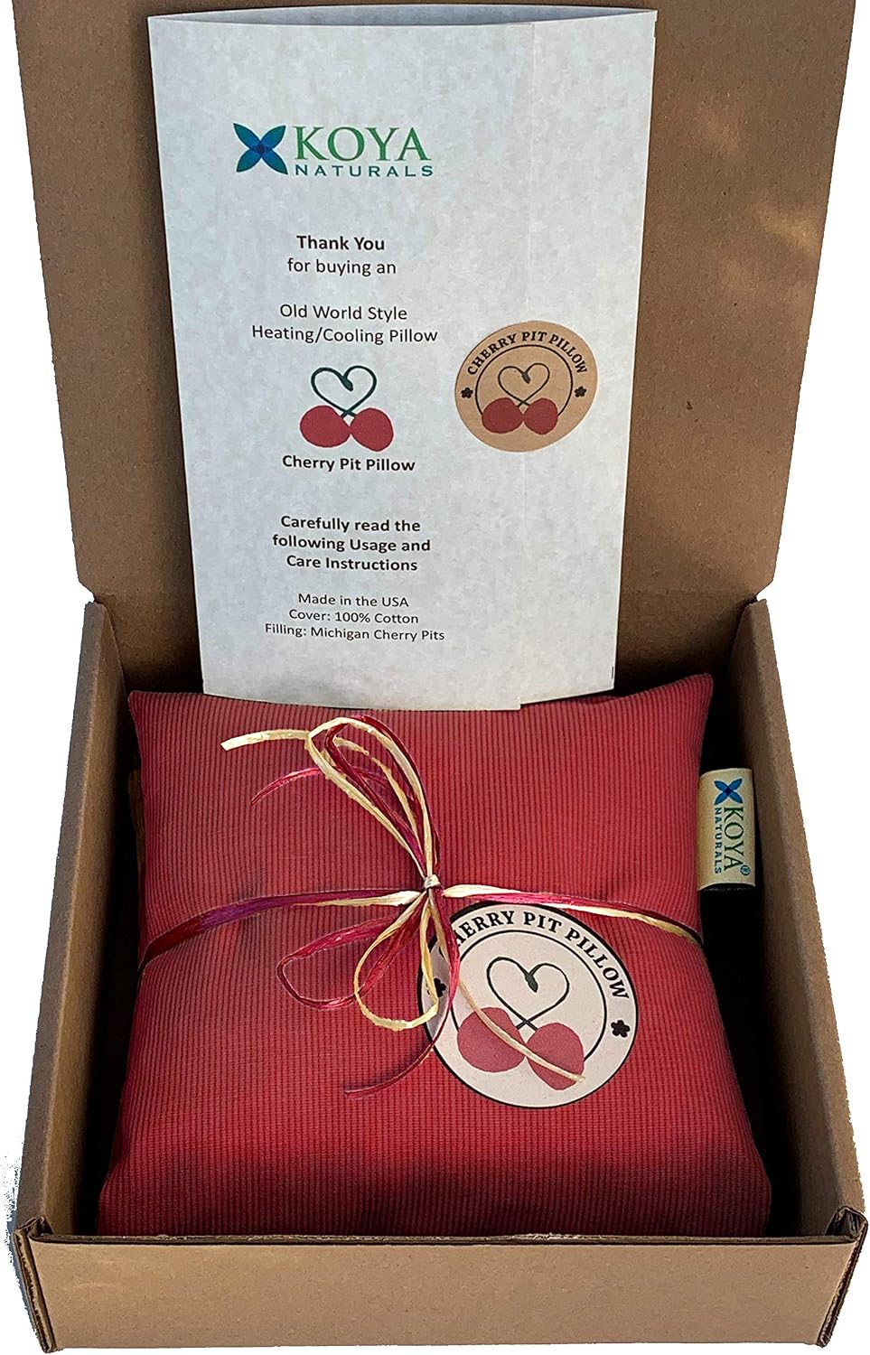 KOYA Naturals Heating Pad Microwavable - Cherry Pit/Stone/Seed Pillow Heat Pack for Neck, Muscles, Joints, Stomach Pain, Menstrual Cramps - Warm Compress Neck Wrap - Moist Heat Therapy (Henna Red)
