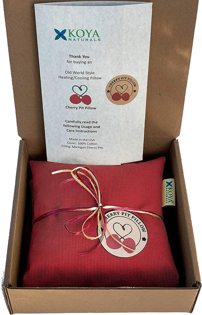 KOYA Naturals Heating Pad Microwavable - Cherry Pit/Stone/Seed Pillow Heat Pack for Neck, Muscles, Joints, Stomach Pain, Menstrual Cramps - Warm Compress Neck Wrap - Moist Heat Therapy (Henna Red)
