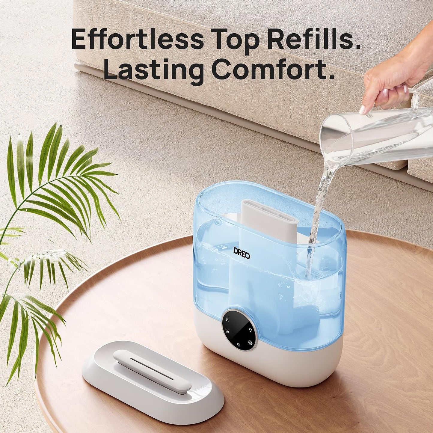DREO 6L Smart Humidifiers for Bedroom, Large Room, 60H Runtime, Quiet 28dB | Top Fill Supersized Cool Mist Humidifier for Plants, Indoor, Home, Night Light, App/Touch/Voice Control, Black