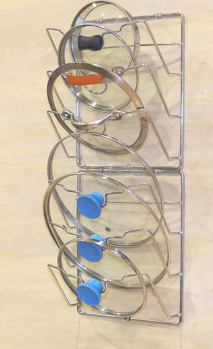 Simple Houseware 2-Pack Door/Wall Mount Pot Lid Organizer Rack, Chrome | Cabinet Door / Wall Mount, 9.5" W x 4.5" D x 11.5" H
