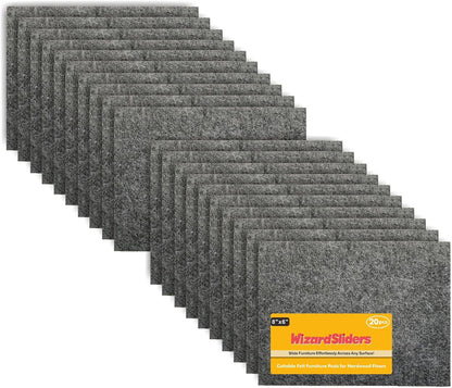 Felt Furniture Pads Self-Adhesive for Hardwood Floors, 8pcs 8" x 6" x 1/5" Cuttable Furniture Pads Square Furniture Movers, Floor Protector Cut into Any Shape, Beige