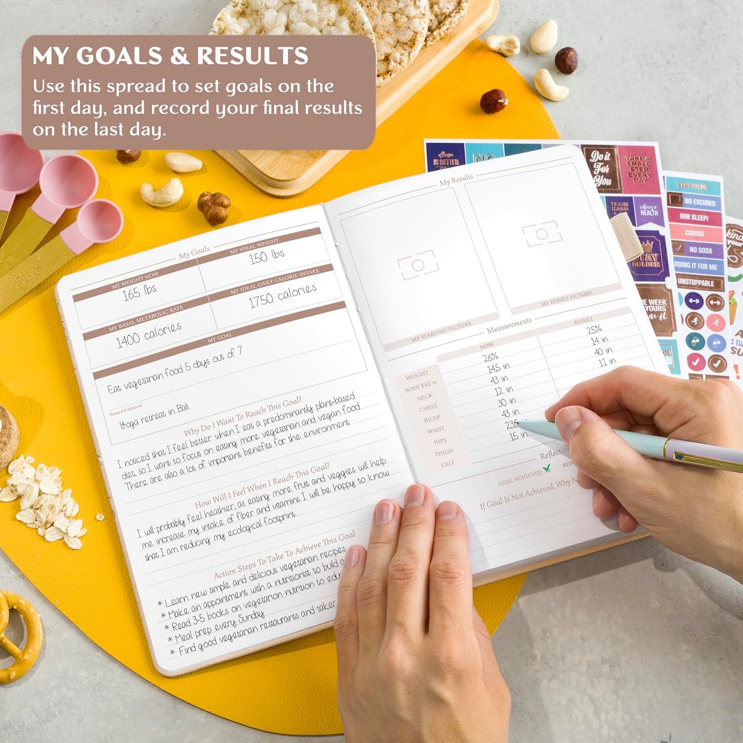 Legend Food Journal, Weight Loss & Meal Tracking Diary 5.8x8.3 Hot Pink | Undated wellness planner, Fitness & health diary, Daily calorie counter notebook for weightloss, Diet tracker, Lasts 6 months