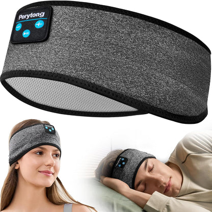 Perytong Sleep Headphones Bluetooth Wireless Sports Headband, Long Playtime Lightweight Headphones Hi-Fi Stereo Ergonomic ASMR Sleep Headphone Cool Gadget Gift for Men Women Black