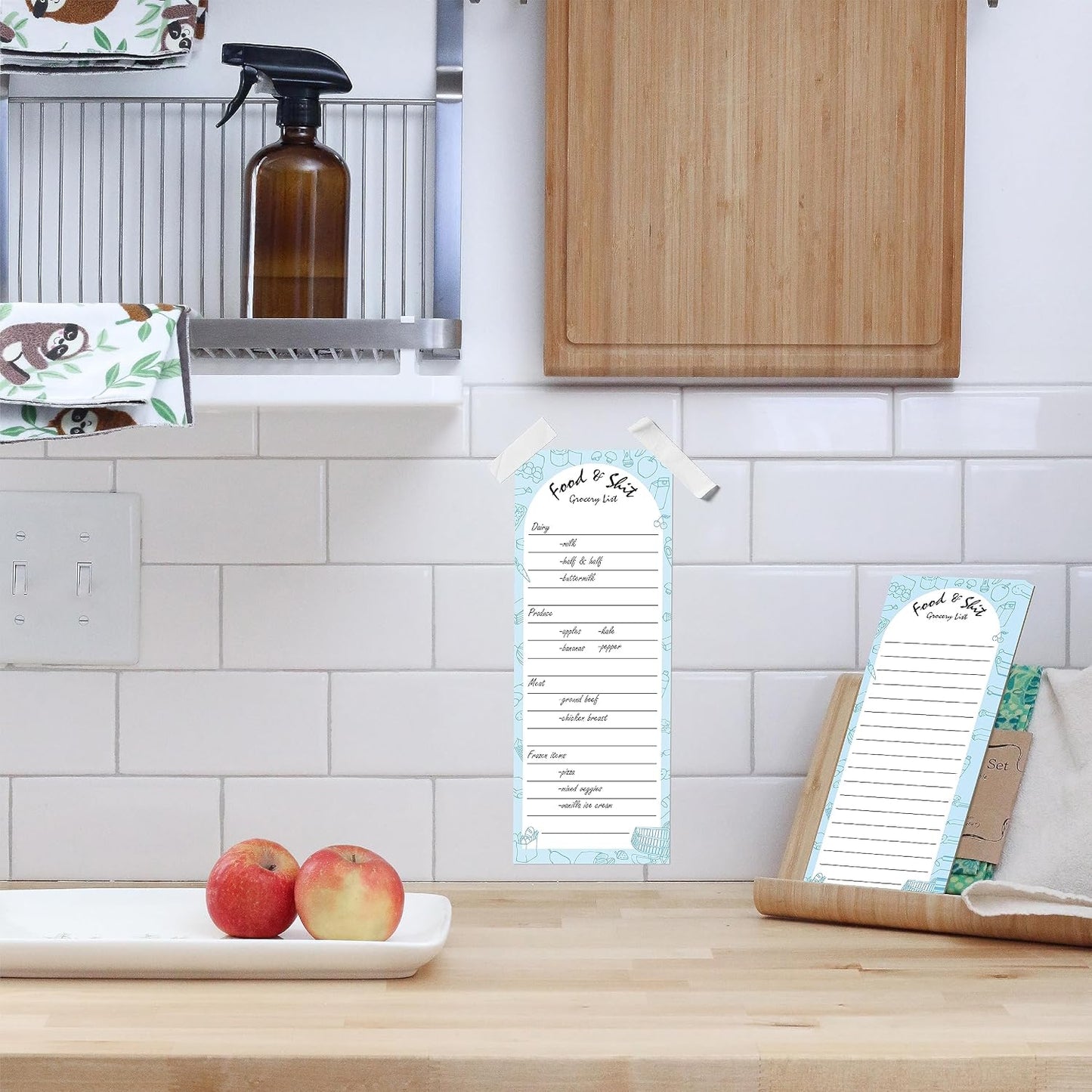 Hebayy 100 Pages Food&Shit Magnetic Back Funny Grocery List Planner Note Pad To Do List for Fridge Locker (3" x 8")