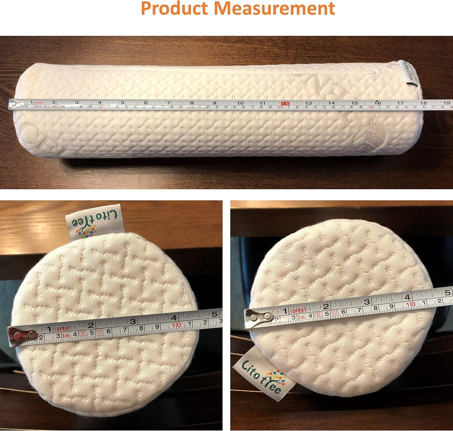Comfort Memory Foam Neck Roll and Cervical Bolster Round Pillow with Removable Washable Soft Cover for Spine and Neck Back Lumbar Leg Vertebra Support (18x6 inch Pillow)