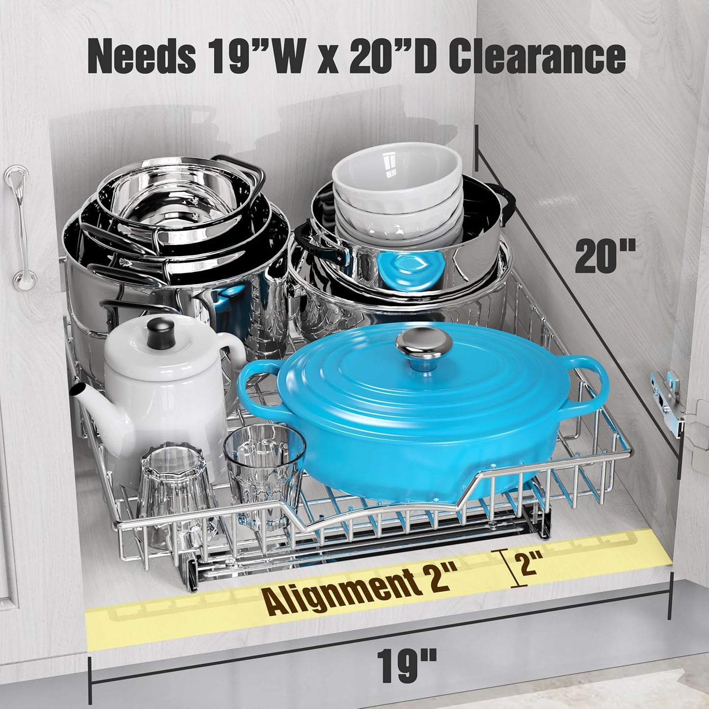 Simple Houseware Under Cabinet Pull Out Sliding Shelf, 21" Dx11 W, Chrome