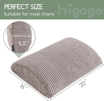 HIGOGOGO Lumbar Support Pillow for Recliner Chair/Accent Chair/Couch, Memory Foam Back Support Cushion for Elderly, Recliner Cushions for Back Rest, Pain Relief, Reading, Washable Cover, Brown