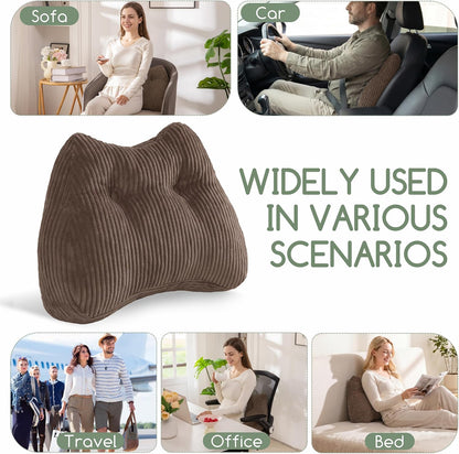 Lumbar Support Pillow for Recliner Chair/Accent Chair/Couch/Office Chair, Tufted Corduroy Back Support Cushion for Elderly, M-Shaped Recliner Cushions for Back Rest, Pain Relief, Reading, Dark Grey