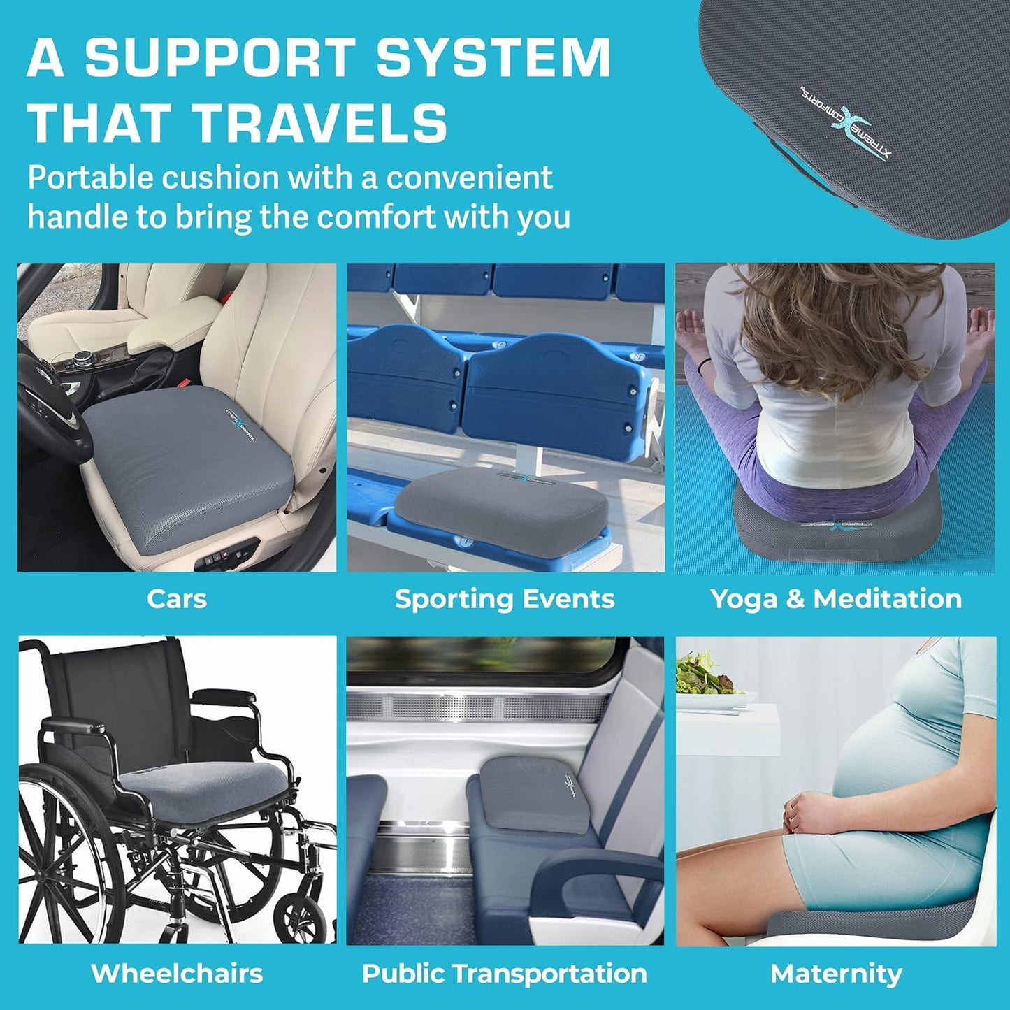 Xtreme Comforts Seat Cushion, Tailbone Relaxer - Coccyx Cushion for Tailbone Pain Desk, Wheelchair & Car Use - Back Support Pillow for Chair