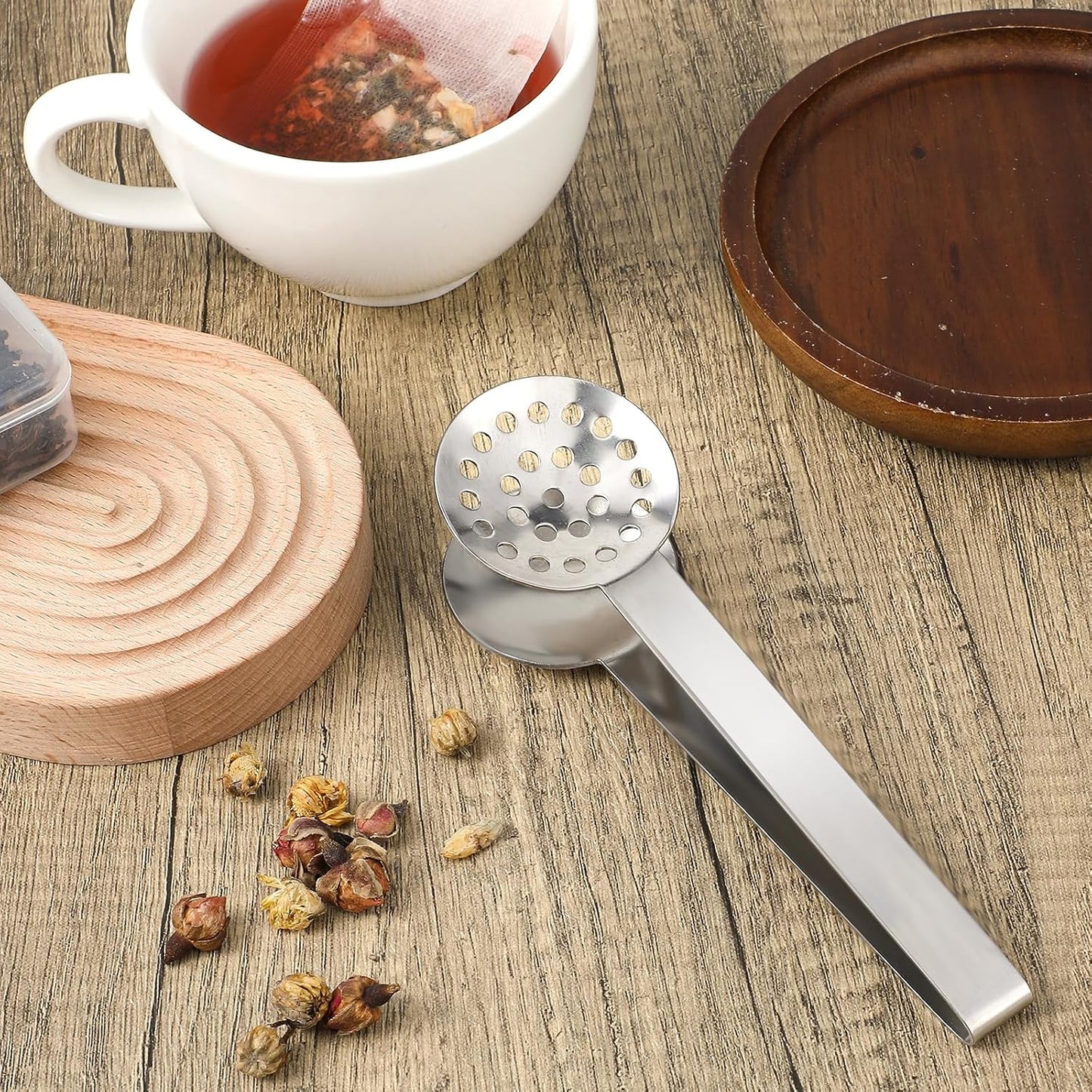 Metal Tea Bag Squeezer tool, Stainless Steel Tea Tongs Tea Filter Coffee Spoon Clamp Teabag Squeezer for Gripping Loosing Ice Sugar Lemon Slice